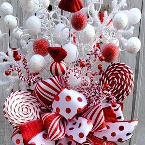 Christmas Tree Topper 360 Degree Candy Cane Christmas Tree Topper Red and White Peppermint Candy Snowflakes Christmas Tree Decor Tree Topper
