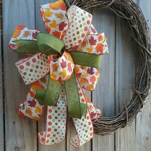 Fall Autumn Leaf Pumpkin Bow Harvest Bow Pumpkin Fall Wreath Decor Fall Lantern Bow Autumn Pumpkin Decor Thanksgiving Decorative Bow FallBow