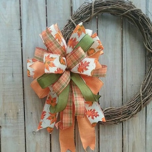 Fall Autumn Leaf Bow Harvest Bow Fall Wreath Lantern Bow Autumn Devorative Decor Thanksgiving Wreath Decor Rustic Farmhouse Decorative Bow