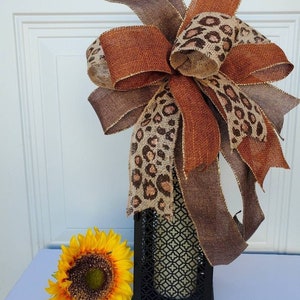 Fall Harvest Bow Everyday Lantern Bow Valentines  Wreath Bow Brown Leopard Bow Fall Wreath Decor Wreath Bow Lantern Decor Everyday Bow