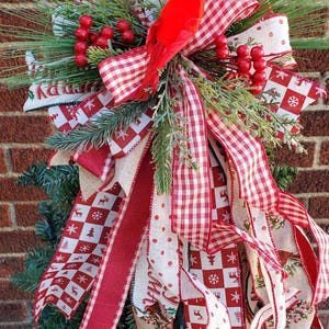 Rustic Christmas Tree Topper Bow Cardinal Tree Topper Christmas Tree Bow Rustic Cardinal Christmas Decor Wreath Bow Cardinal Winter Tree Dec image 4