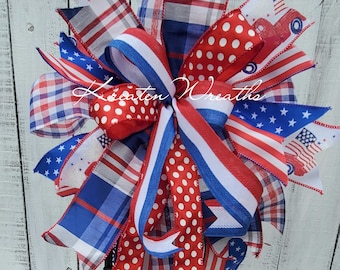 Patriotic Lantern  Summer Bow Red White Blue Summer Star and Stripe Patriotic Wreath Bow July 4th Porch Decor Patriotic July 4th Home Decor