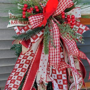 Rustic Christmas Tree Topper Bow Cardinal Tree Topper Christmas Tree Bow Rustic Cardinal Christmas Decor Wreath Bow Cardinal Winter Tree Dec image 3