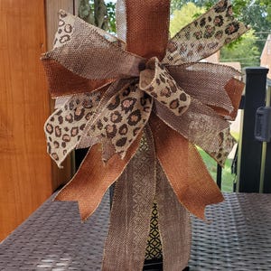 Fall Harvest Bow Everyday Lantern Bow Rustic Wreath Bow Brown Leopard Bow Fall Wreath Decor Wreath Bow Lantern Decor Everyday  Bow