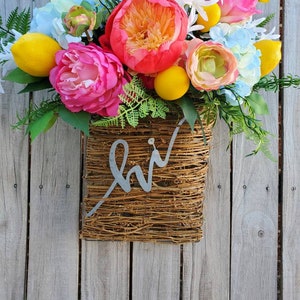 A Burst of Sunshine Summer Lemon Hi Floral Door Hanger Basket Spring Summer Lemon Wreath Lemon Decor Welcome Wreath Frontdoor Door Hanger image 3