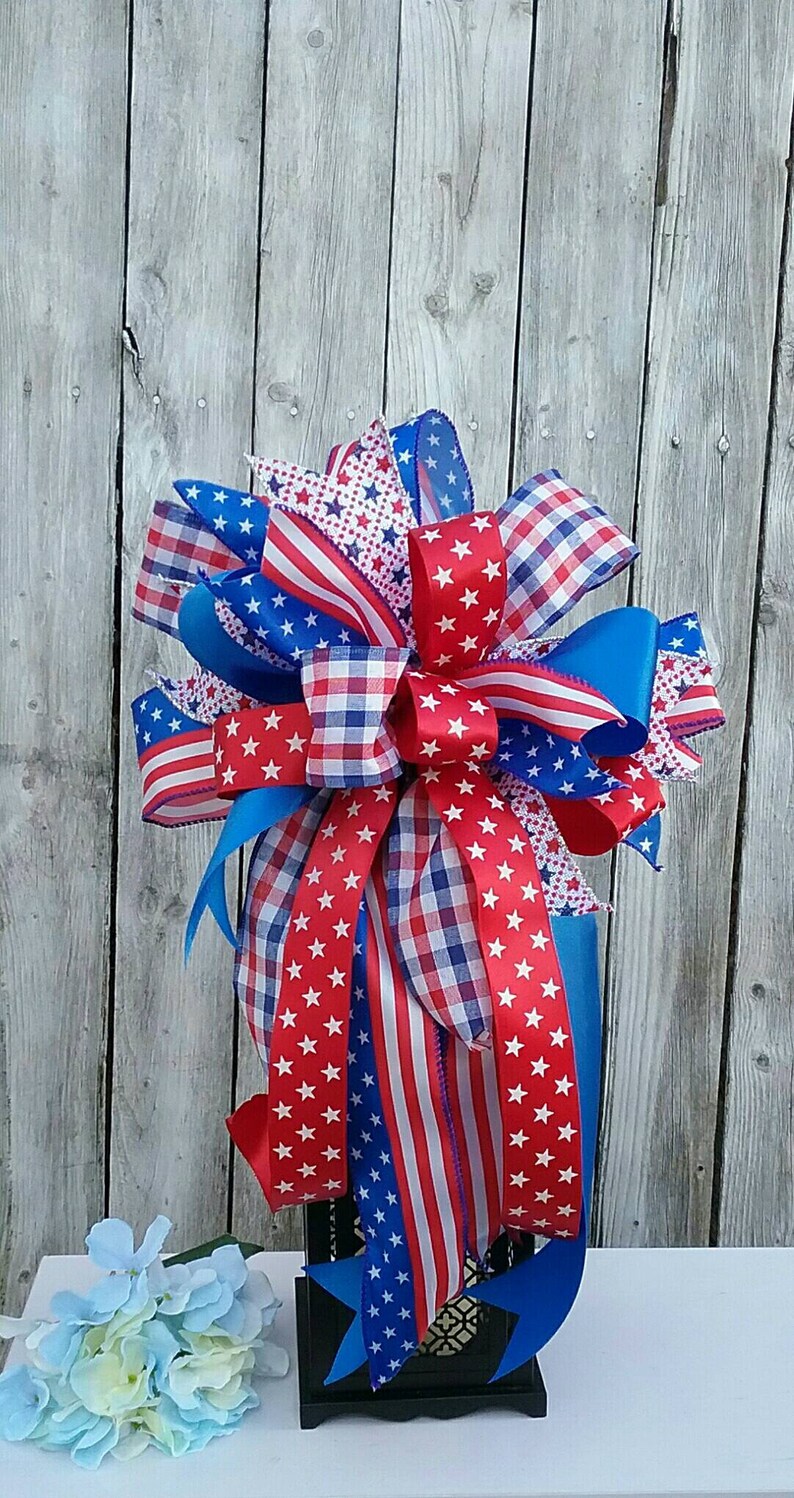 Patriotic Collection - Patriotic, Bow, Patriotic Bow, Wreath Bow, Large Bow, Mailbox Bow, Gift Bow, Bows, Decor, Yard Decor - UK