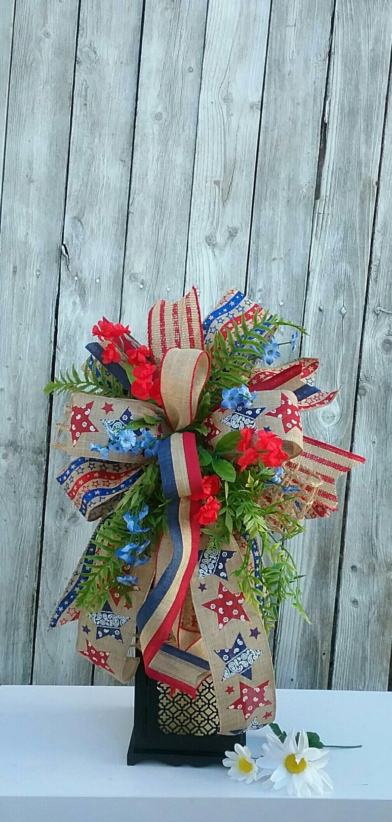 Patriotic Collection - Patriotic, Bow, Patriotic Bow, Wreath Bow, Large Bow, Mailbox Bow, Gift Bow, Bows, Decor, Yard Decor - UK