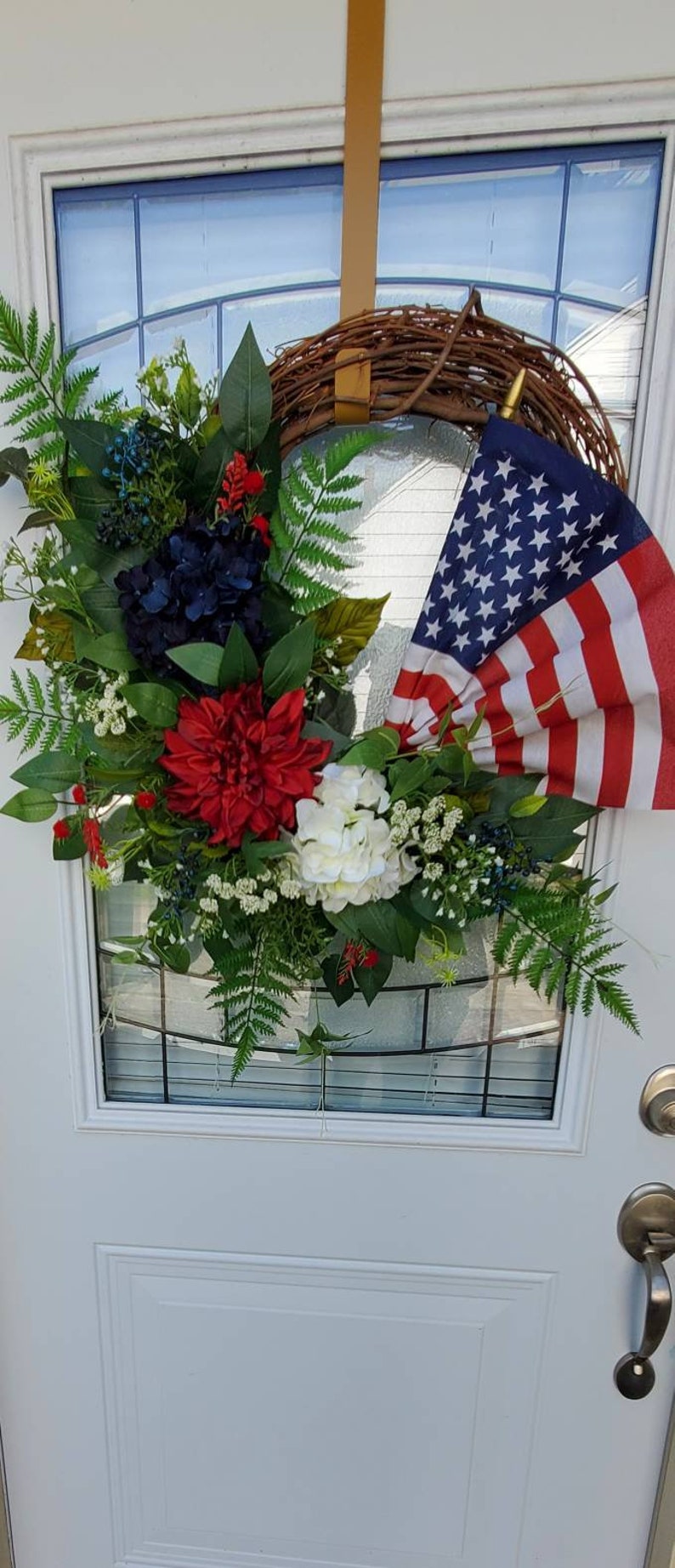 Patriotic American Flag Wreath 4th of July Spring Summer Grapevine ...