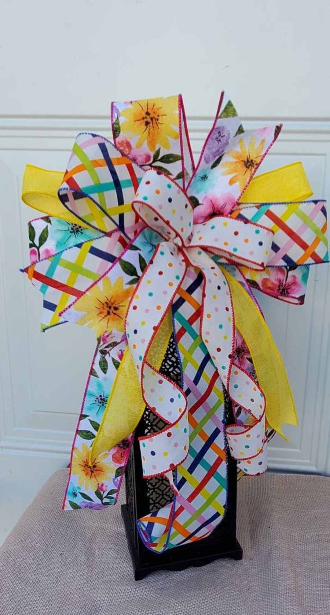 Spring Summer Lantern Bow Wreath Lantern Mailbox Light Fixture Bow Pink ...