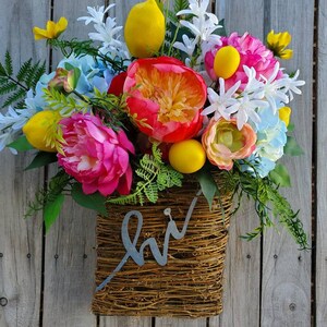 A Burst of Sunshine Summer Lemon Hi Floral Door Hanger Basket Spring Summer Lemon Wreath Lemon Decor Welcome Wreath Frontdoor Door Hanger image 6