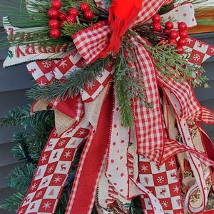 Rustic Christmas Tree Topper Bow Cardinal Tree Topper Christmas Tree Bow Rustic Cardinal Christmas Decor Wreath Bow Cardinal Winter Tree Dec image 6