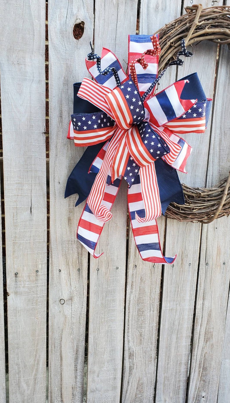 Patriotic Collection - Patriotic, Bow, Patriotic Bow, Wreath Bow, Large Bow, Mailbox Bow, Gift Bow, Bows, Decor, Yard Decor - UK