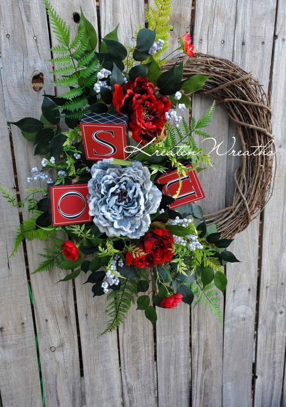 Ohio State Door Hanger Ohio State Buckeyes Ohio State Wreath the