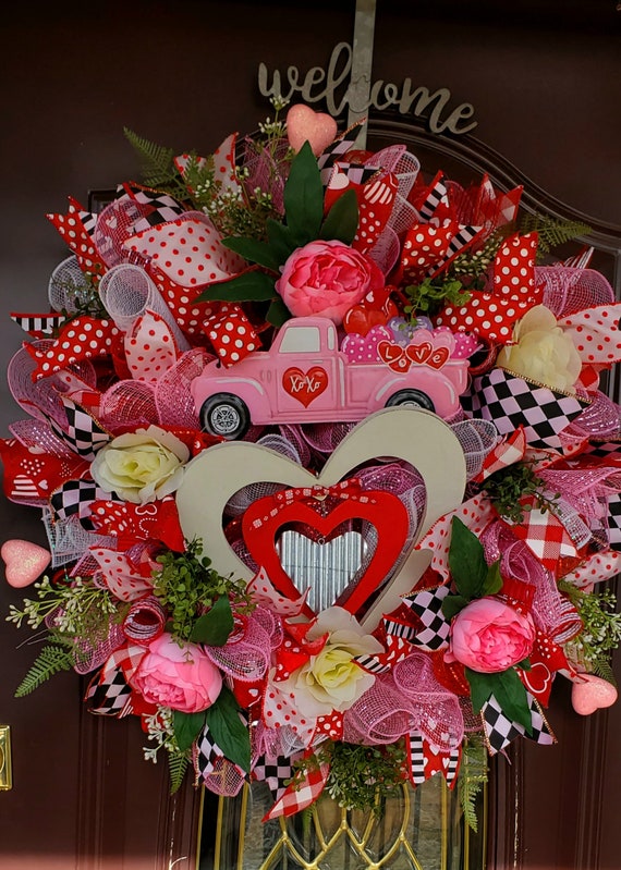 Valentine's XO Heart Wreath Sash