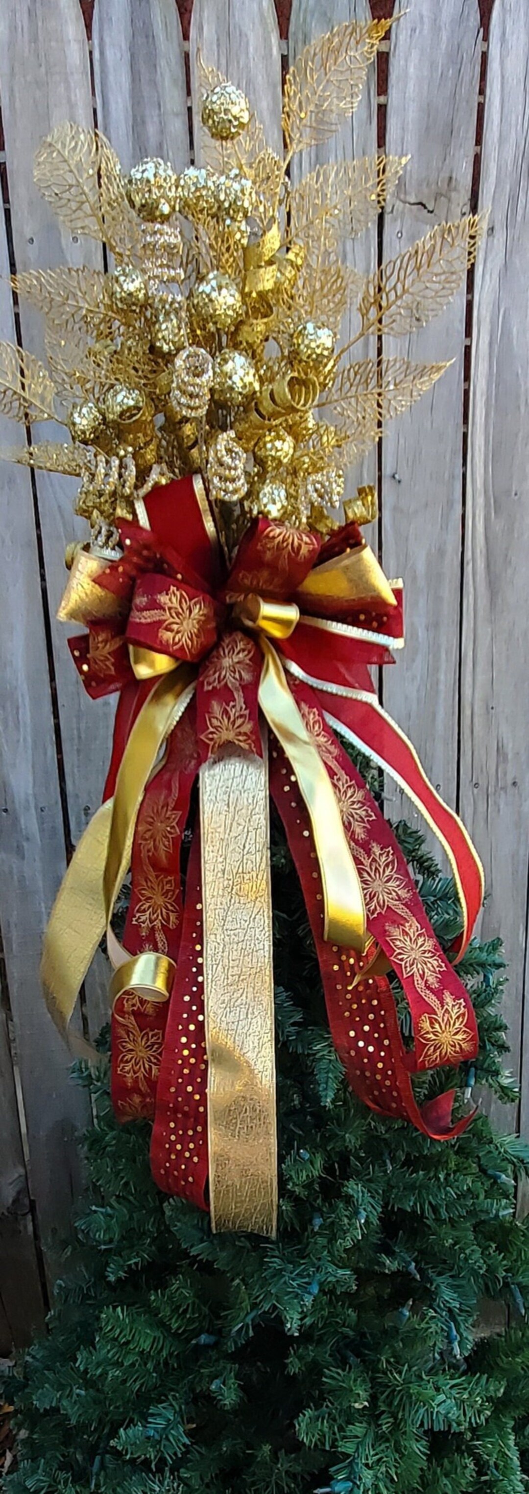 Elegant Christmas Tree Topper Red and Gold Christmas Tree Topper ...
