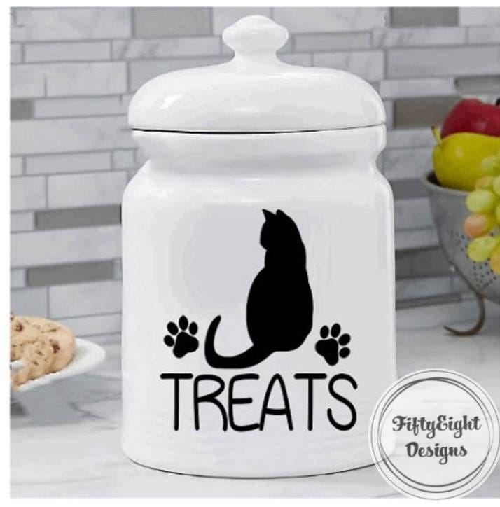 Cat Treat Jar Vinyl Decal ONLY / Custom / Sticker / Home Goods