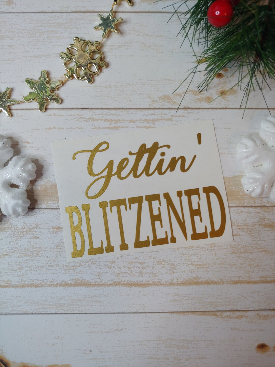 Christmas Wine Glass Vinyl Decal, Custom Holiday Sticker, Personalized