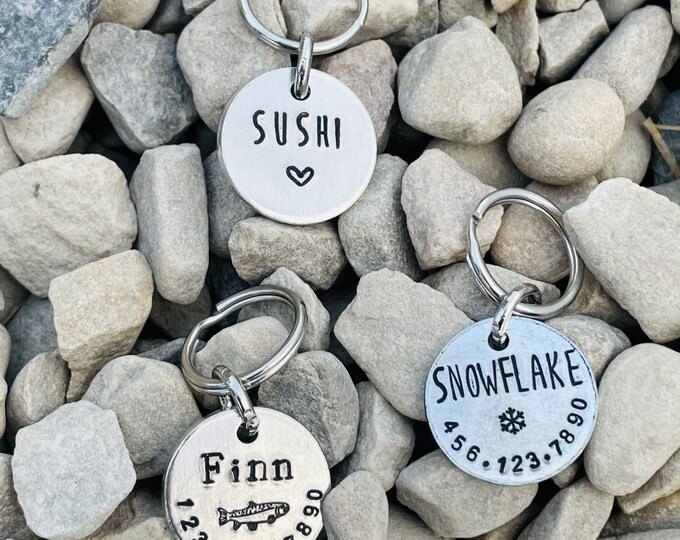 Personalized Cat Tags Handstamped Cat Tags Cat Tag With Etsy