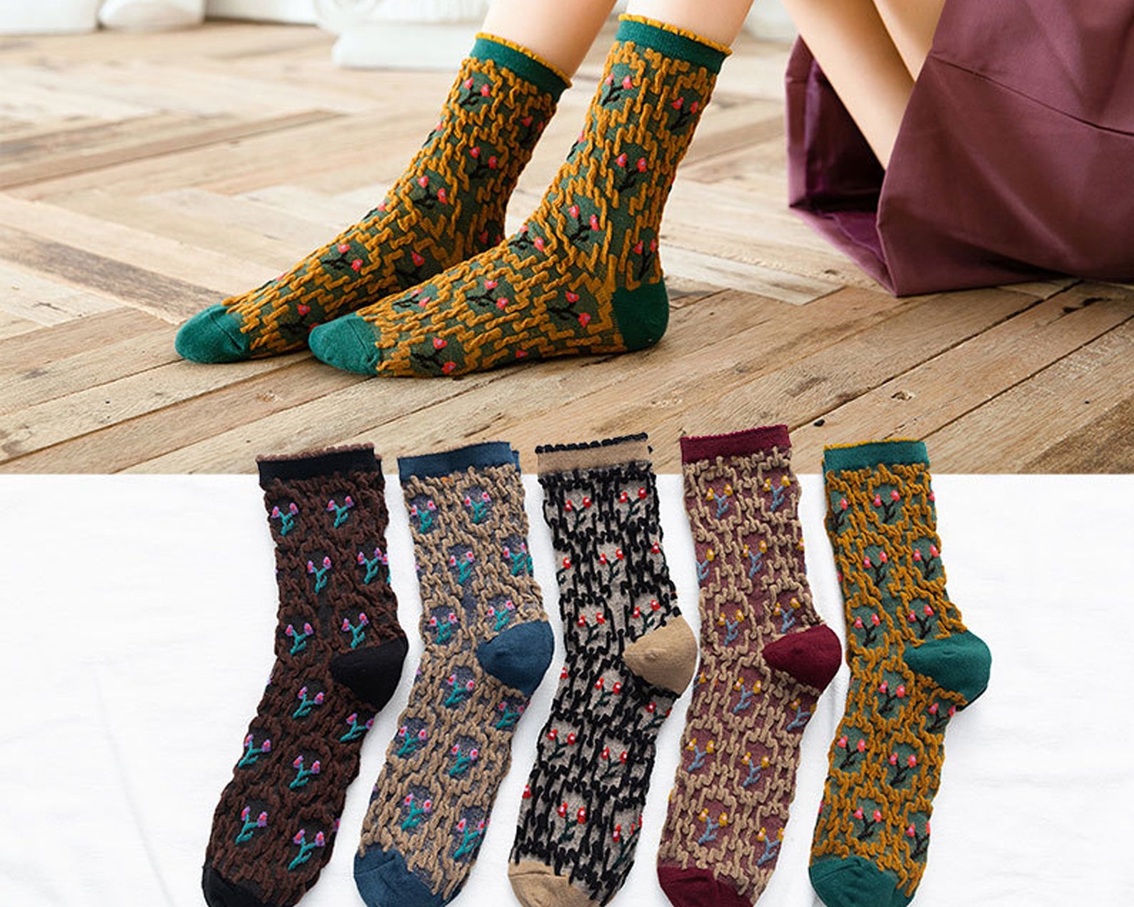 Pretzel Flower Socks Women Fashion Socks Women Hollow Socks Etsy