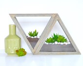 Triangle Wood Wall Planter Geometric Air plant Succulent and herb planter Showcase Terrarium- Wall decor table top - Set of 2