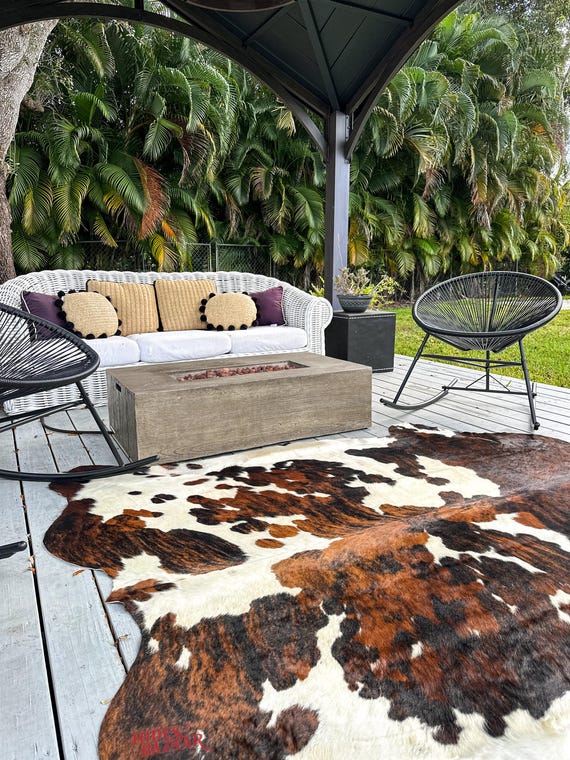 Hides Bazaar Classic Tricolor Cowhide Rug - Genuine Cow Hide Area Rug