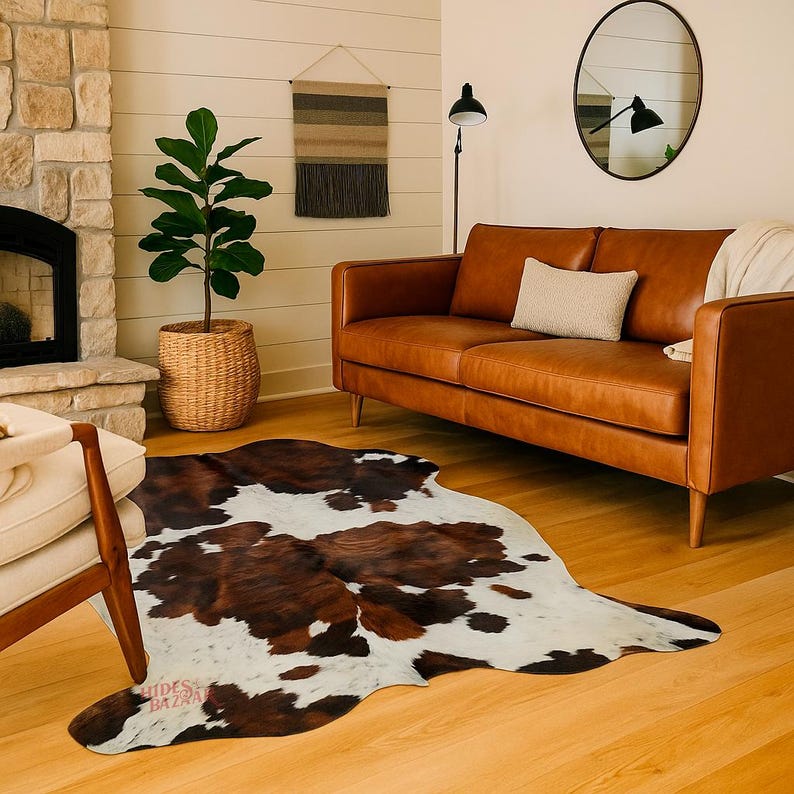 Hides Bazaar Classic Tricolor Cowhide Rug - Genuine Cow Hide Area Rug image 5