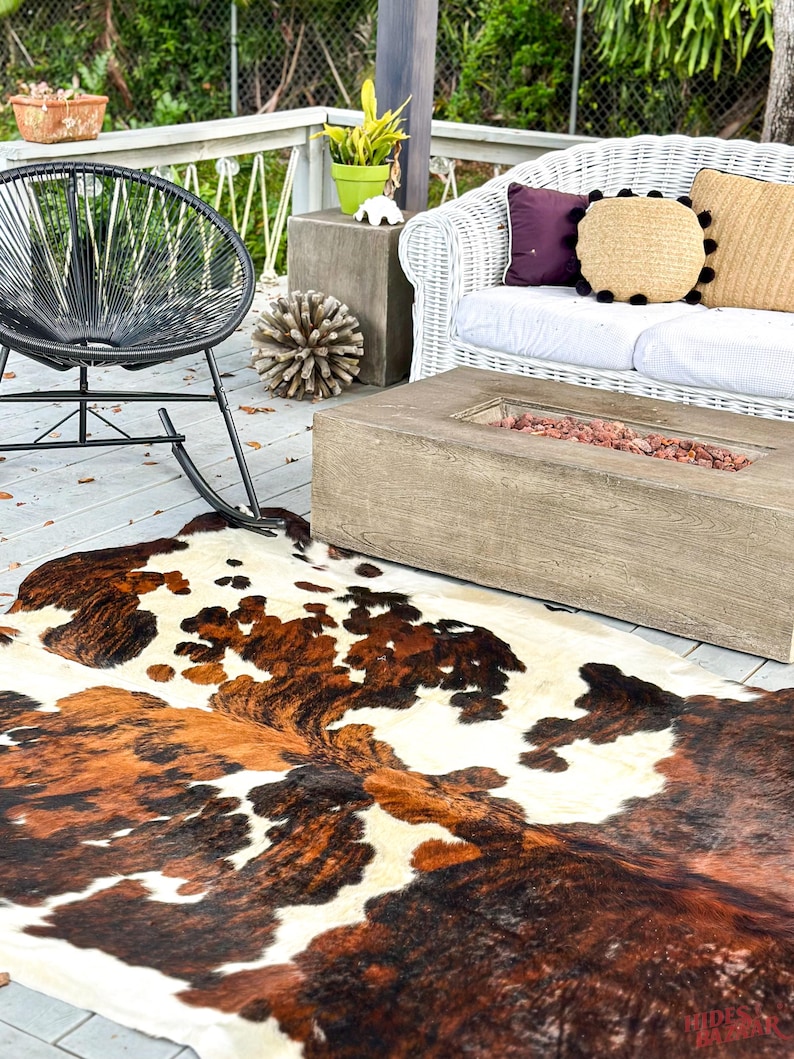 Hides Bazaar Classic Tricolor Cowhide Rug - Genuine Cow Hide Area Rug image 3