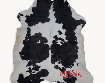 Black And White Cowhide Rug (Size 7'0'' x  6'0'') HBC58 EXACT HIDE SHOWN.