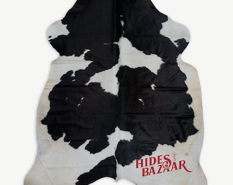 Black And White Cowhide Rug (Size 7'0'' x  6'0'') HBC60 EXACT HIDE SHOWN.