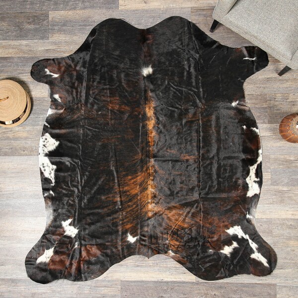 Dark Brown Brindle Cowhide Rug (Size:7'2"x6'8")-HB2468