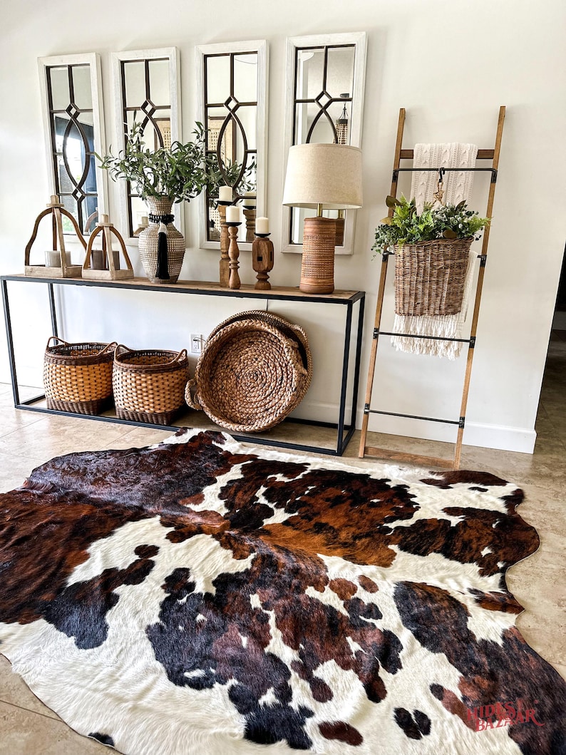 Hides Bazaar Classic Tricolor Cowhide Rug - Genuine Cow Hide Area Rug image 4