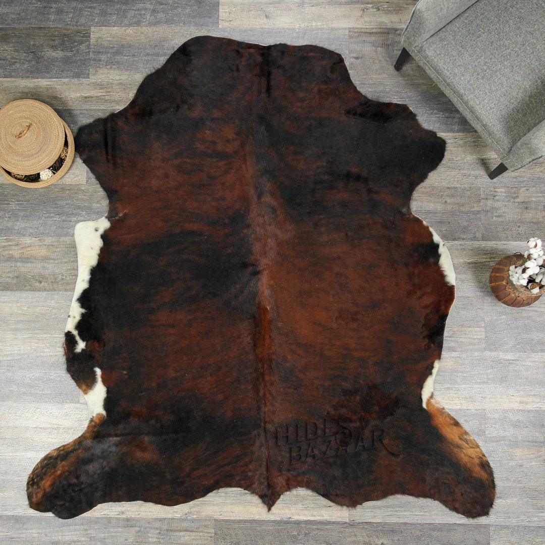 Dark Brown Brindle Cowhide Rug size7'0x6'10hb1538 Etsy
