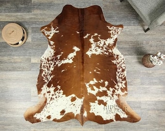 Hides Bazaar Brown and white  Cowhide Rug - Genuine Cow Hide Area Rug 6x8 ft