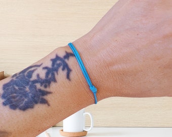 Waterproof Blue Friendship Bracelet: Adjustable Waxed Cord Surfer Bracelet