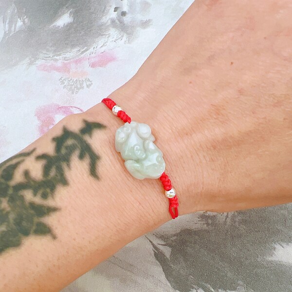 Jade Pixiu Bracelet Anniversary Gift Birthday Gift Protection Wish Amulet Bracelet Red String Bracelet Natural Jade