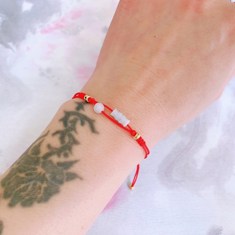 Cute Jade Bracelet Womens Bracelet Red String Bracelet Good Luck Bracelet Unique Design Christmas Gift Handmade Gift Original design