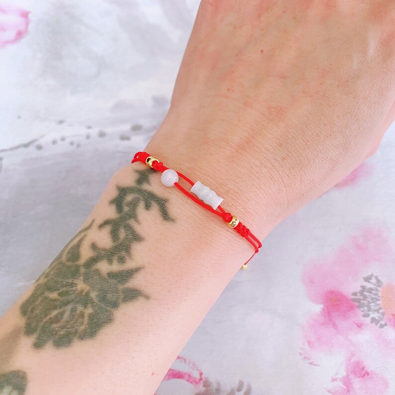Cute Jade Bracelet Womens Bracelet Red String Bracelet Good Luck Bracelet Unique Design Christmas Gift Handmade Gift Original design
