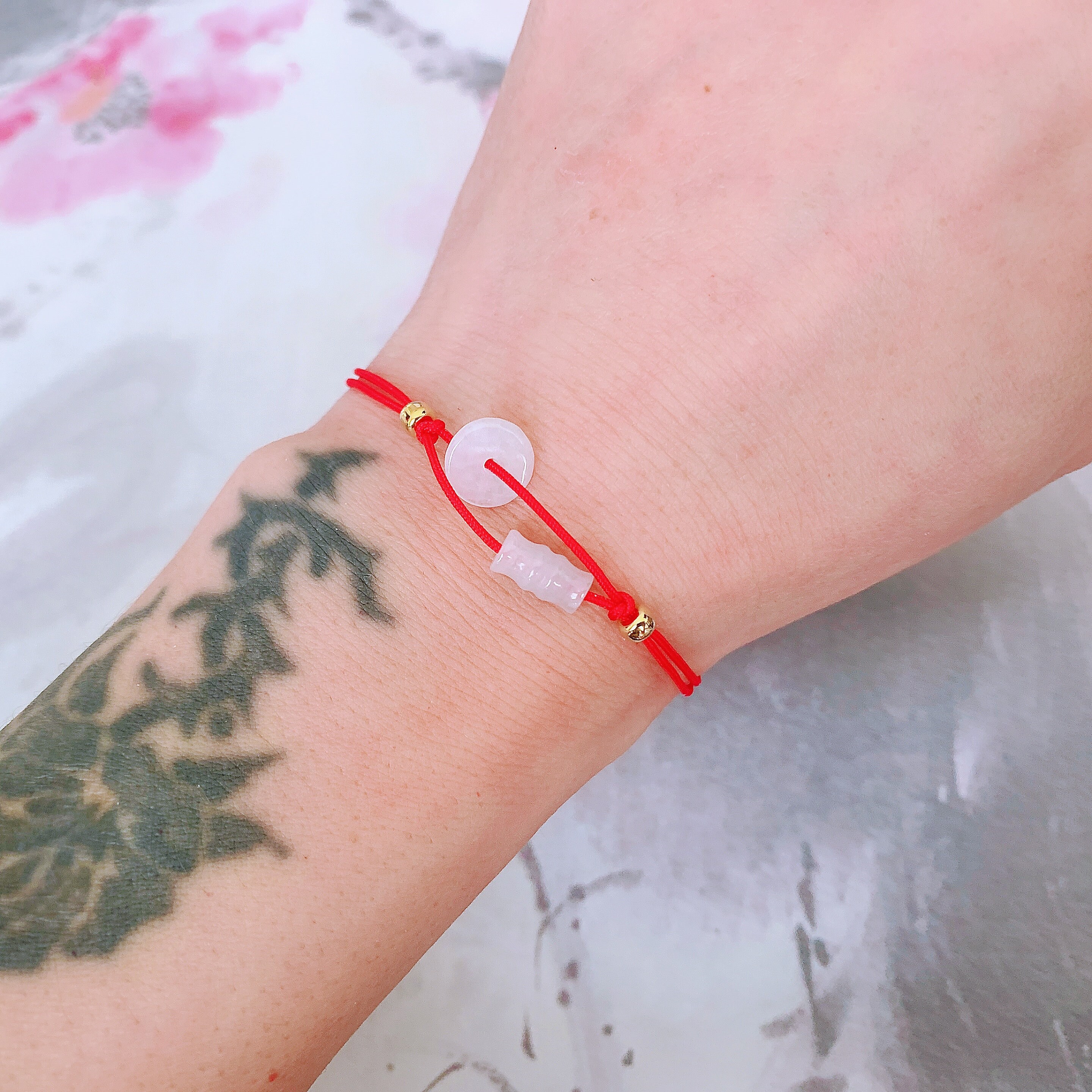 Natural Jade Bracelet Black Cord Red String Bracelet Cute | Etsy