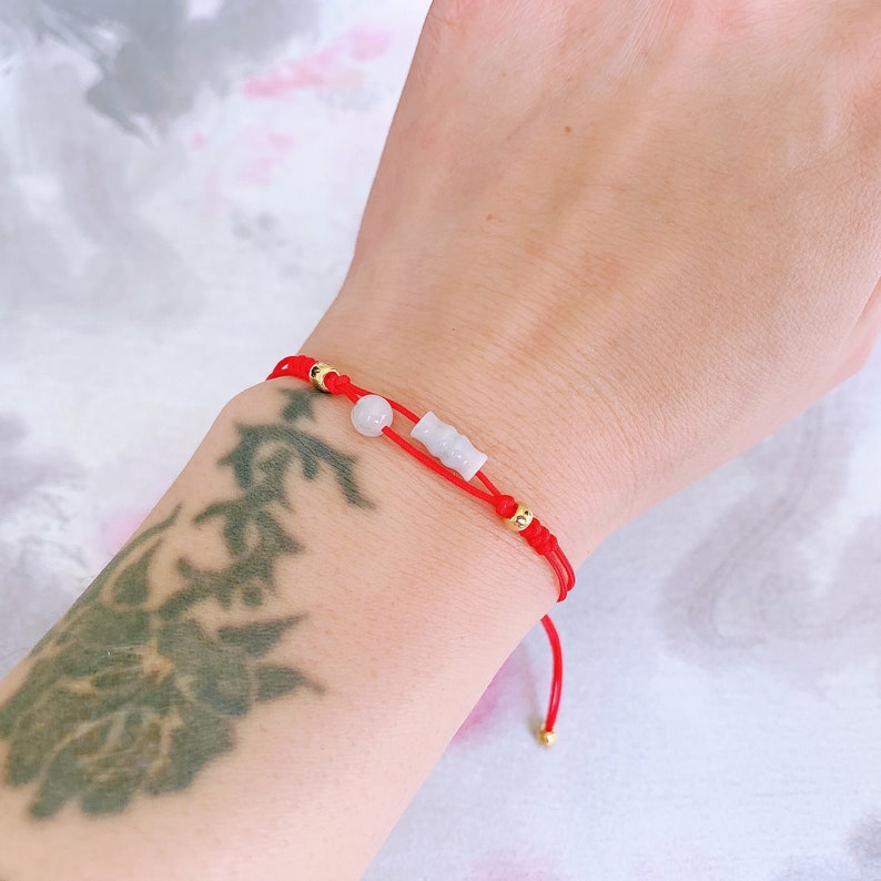 Cute Jade Bracelet Womens Bracelet Red String Bracelet Good Luck Bracelet Unique Design Christmas Gift Handmade Gift Original design