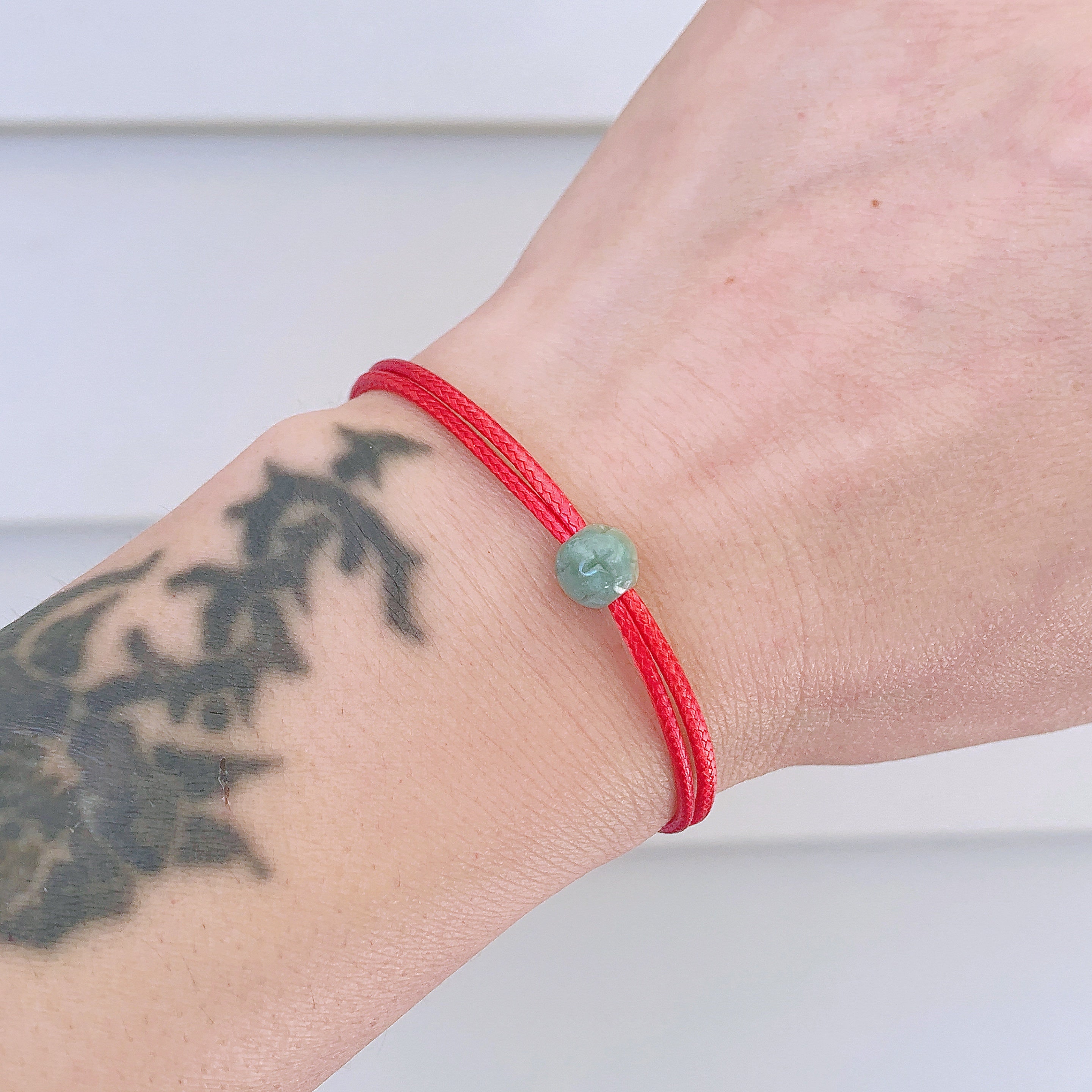 Carved Jade bead bracelet Surfer beach bracelet Good luck Red | Etsy