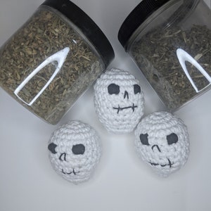 Crocheted Catnip Stuffed Skeleton Heads, Cat Toy
