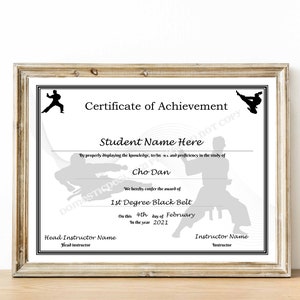 Editable Karate/taekwondo Certificates Printable Digital Downloads 3 ...