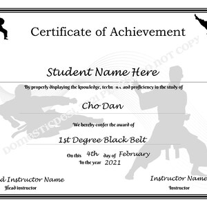 Editable Karate/taekwondo Certificates Printable Digital Downloads 3 ...