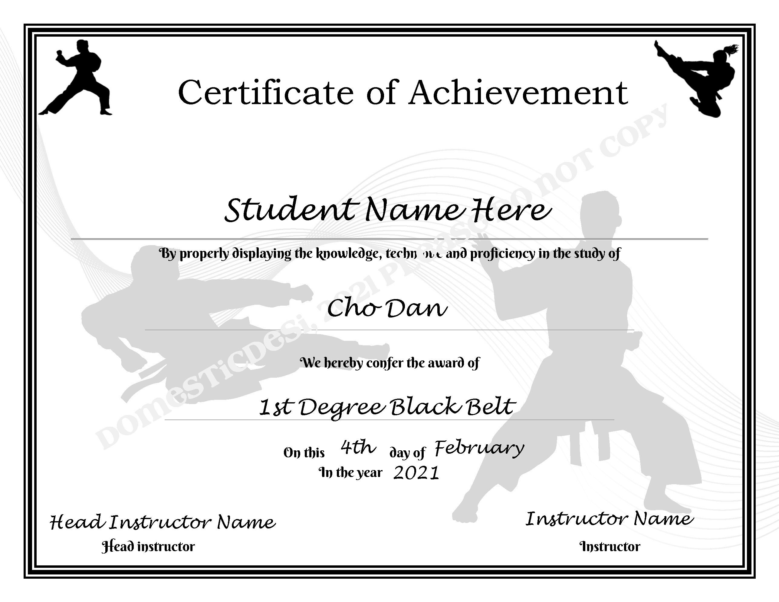 Editable Karate/taekwondo Certificates Printable Digital Downloads 3 Different Templates - Etsy
