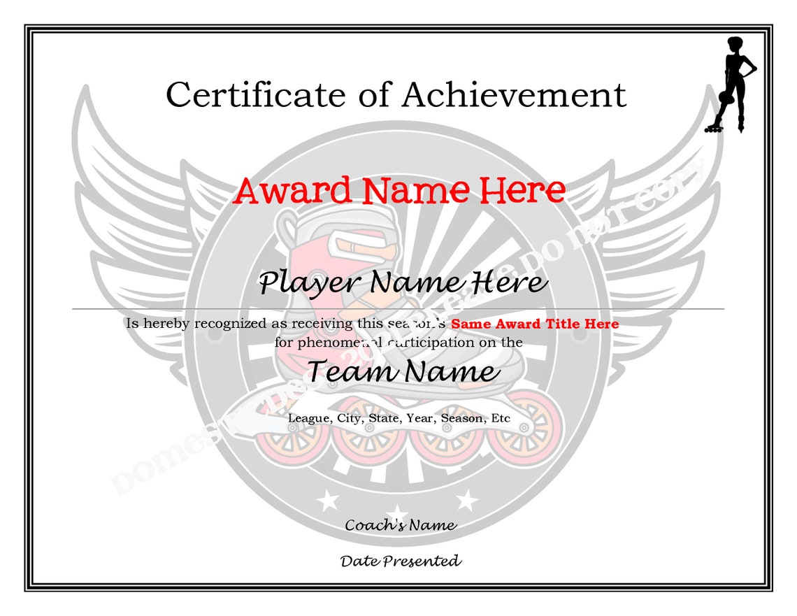 Editable Roller Skating Certificates 4 Templates Digital Downloadable Printable, Create Your Own ...