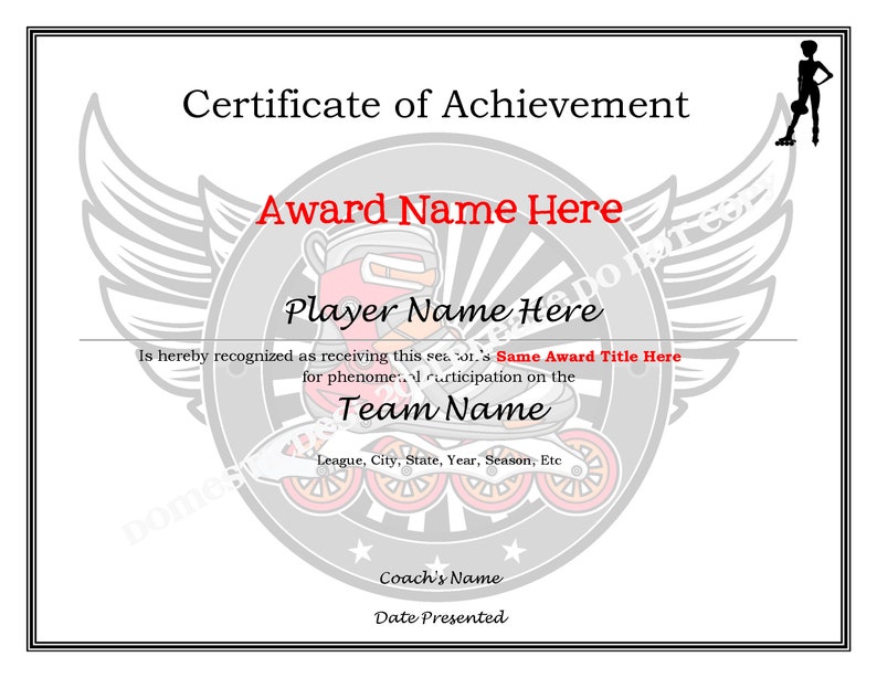 Editable Roller Skating Certificates 4 Templates Digital Downloadable Printable, Create Your Own ...