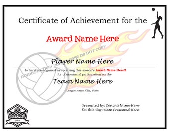 Volleyball Award | Etsy