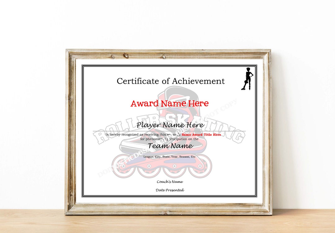 Editable Roller Skating Certificates 4 Templates Digital Downloadable Printable, Create Your Own ...