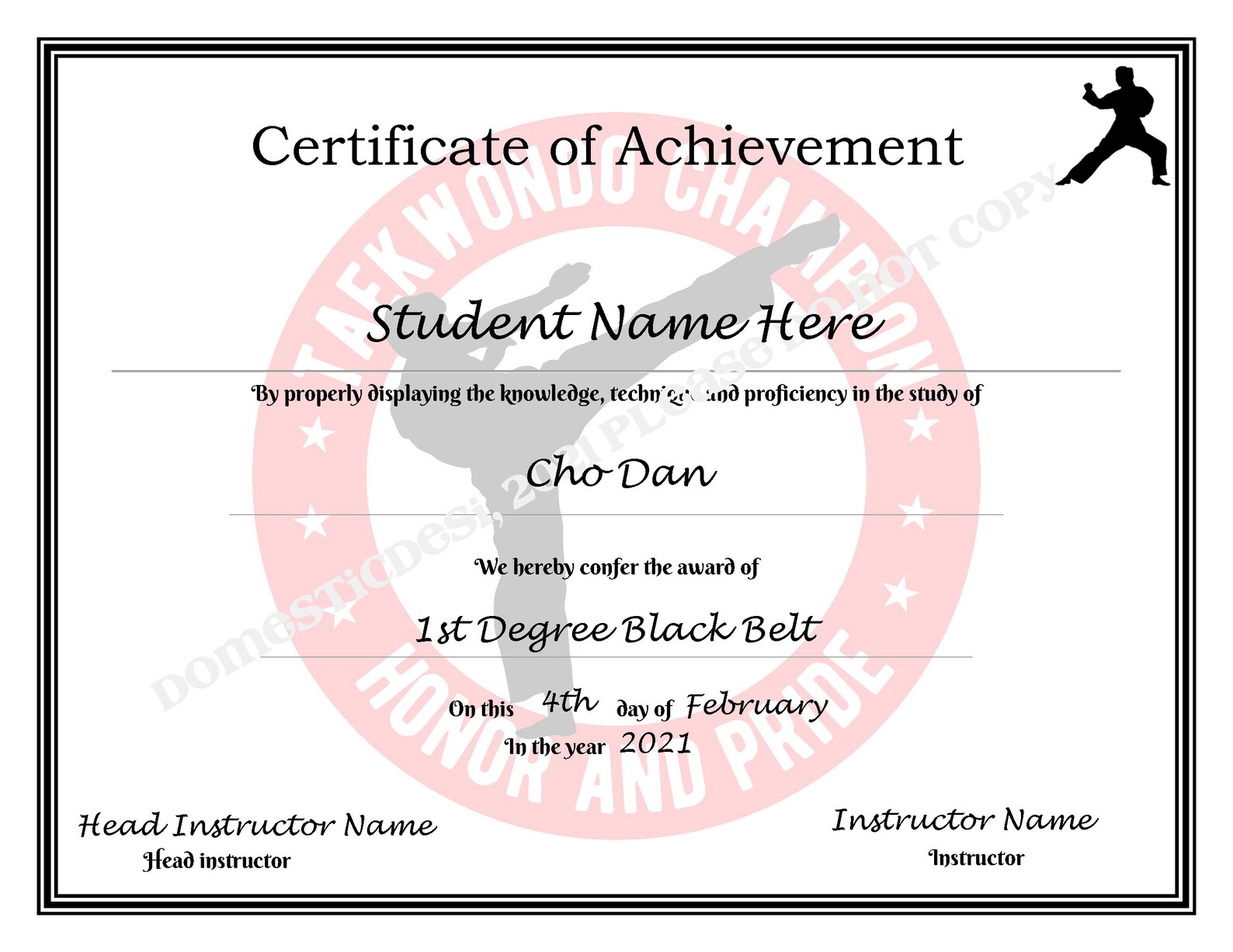 Editable Karate/taekwondo Certificates Printable Digital Downloads 3 ...