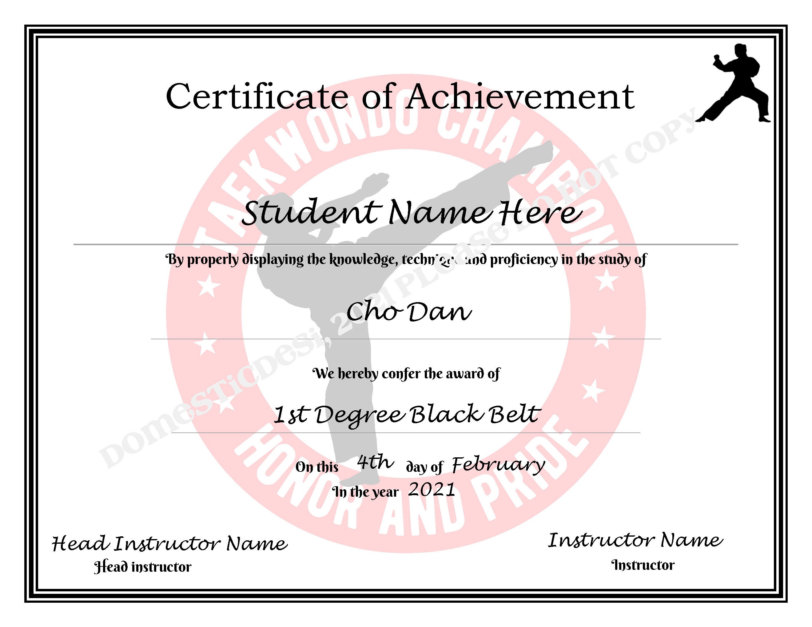 Printable Taekwondo Certificates